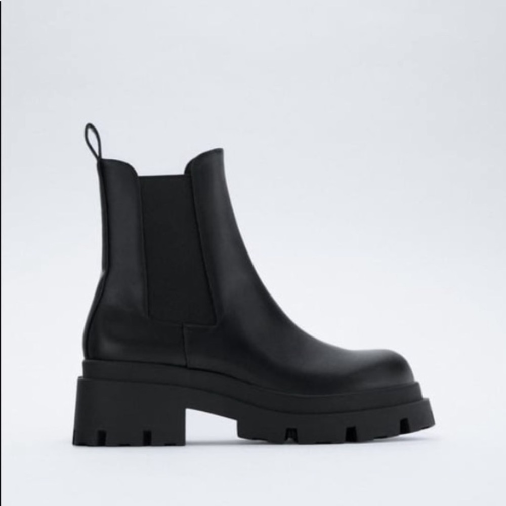 low heel lug sole chunky boot zara